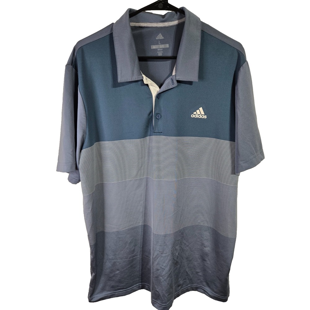 Adidas Golf Polo Shirt Mens Size Large Blue Designer Golfing Tee Casual Active